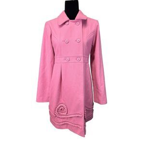 Old Navy Girls Pink Wool Blend Dress Coat Size XXL 16 Double Breasted Cute!